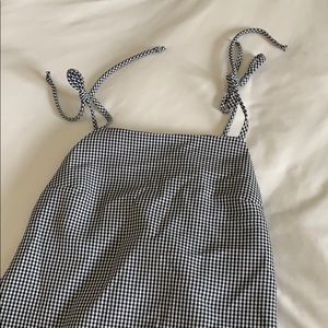 gingham square neck dress